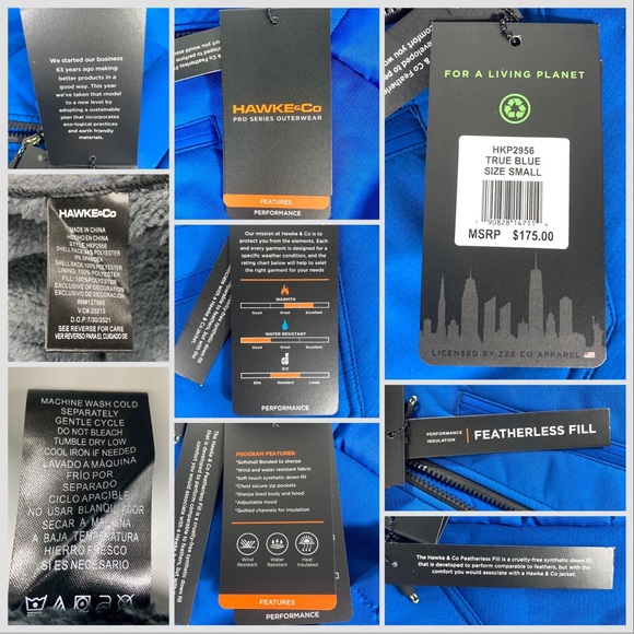 HAWKE & CO . Softshell Bonded Faux Shearling Lined Zip Hoodie Water Resistant - Picture 13 of 14